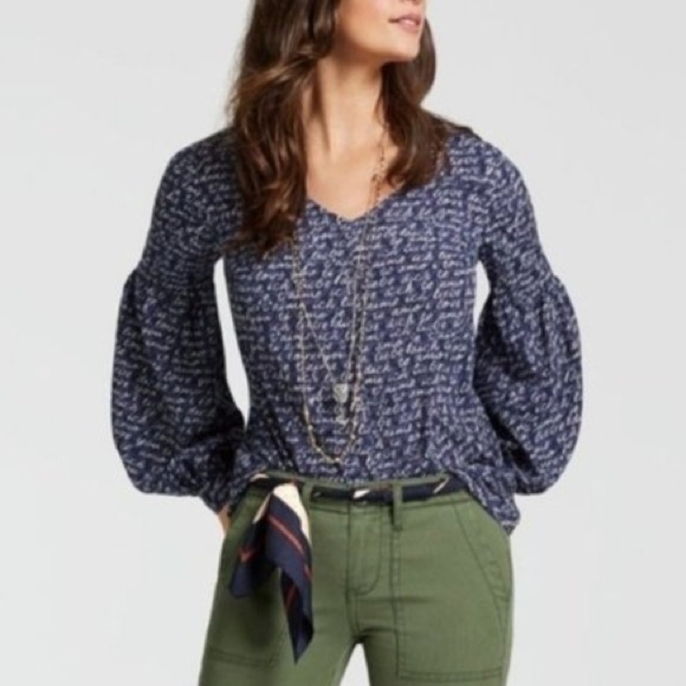 CAbi #336 te amo love puff sleeve blouse